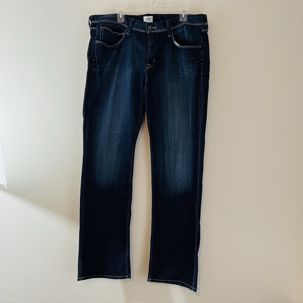 Hudson Jeans Mens 38 Blue Clifton 5 Pocket Bootcut Button Fly Dark Wash